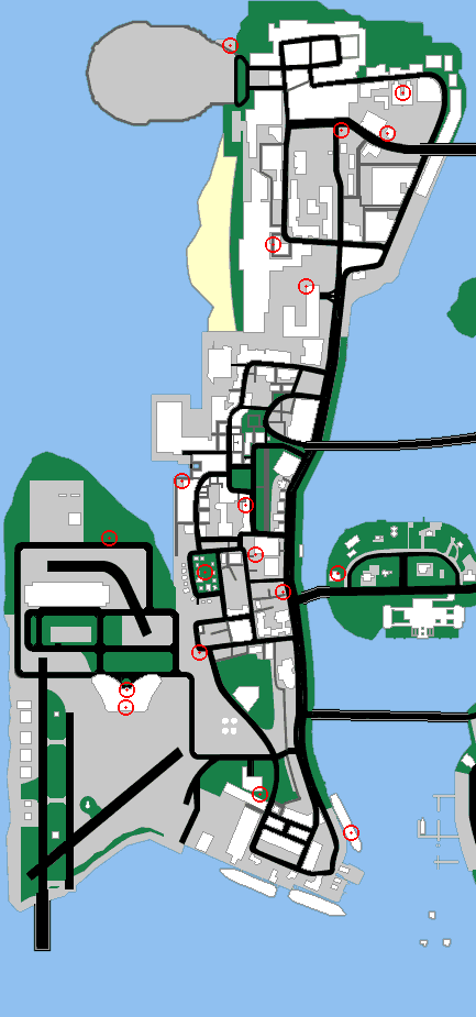 Map of Vice City: Location of Rampages